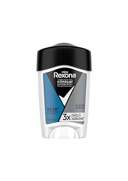 Rexona Men Clinical Protection Erkek Stick Deodorant Clean Scent 3x Güçlü Koruma 45 ml