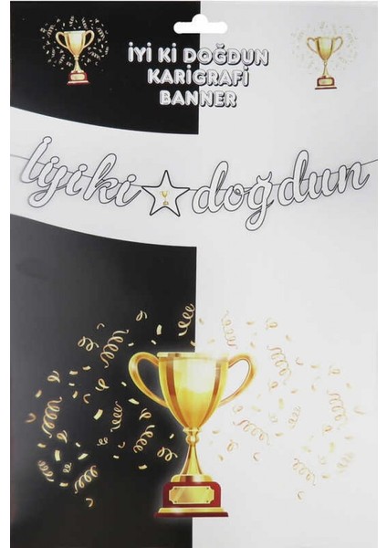 Flama Kaligrafi Yazı Iyiki Doğdun Futbol Pk:1 Siyah Beyaz