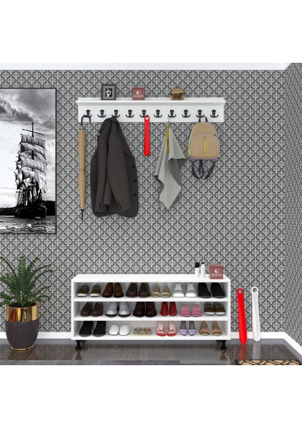 Kenzlife Portmanto Ayakkabılık ve Askılık Sandal3 Byzbyz 53*120*32 Onsekiz Çift Ayakkabı Kapasitesi fiyatları