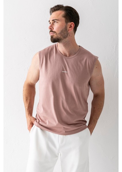Erkek Bisiklet Yaka John Borners Baskılı Kolsuz T-Shirt Pudra - 2752 fiyatları