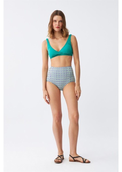Modaserdem Akbeniz Kadın Yeşil Pedli Geometrik Desenli Yüksek Bel Bikini Takımı modelleri