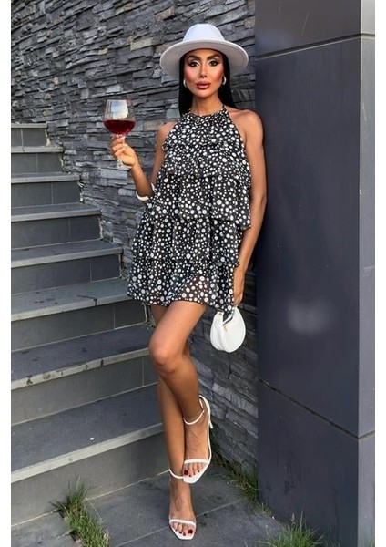 Fırfırlı Şifon Elbise 2905-08 indirimleri