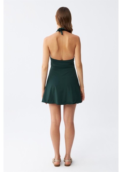 Kadın Çiçek Desenli Fiyonklu Haki Elbise Mayo indirimleri