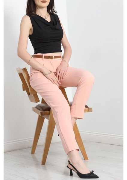 Kemerli Double Pantolon Pudra