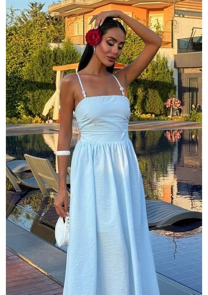 Sırtı Çapraz Ipli Boncuk Detaylı Elbise 2902-08 indirimleri