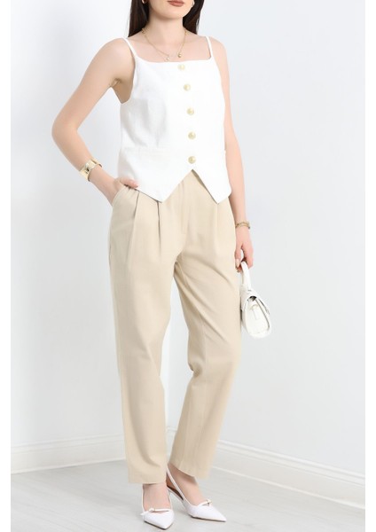 Gabardin Pantolon Bej