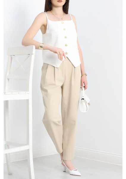 Gabardin Pantolon Bej
