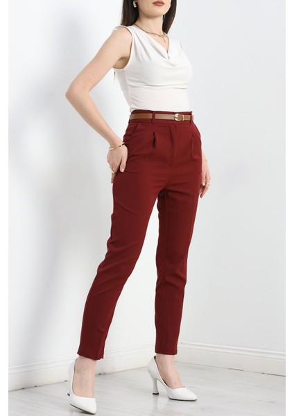 Kemerli Double Pantolon Bordo