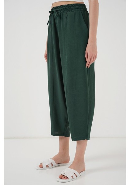6591 Dokuma Şalvar Pantolon - Zümrüt Yeşili fırsatları