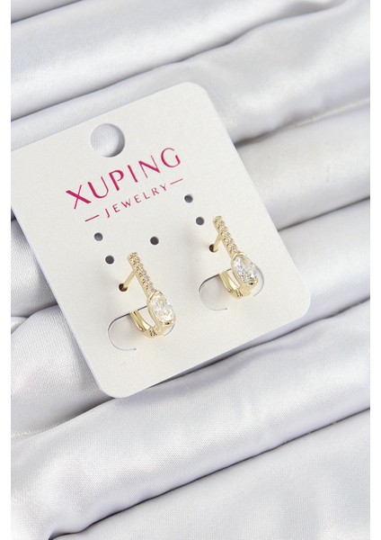 Xuping Zirkon Taşlı I Model Gold Renk Kadın Küpe
