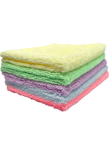 Mikrofiber Pastel Seri Temizlik ve Kurulama Bezi 2'si 1 Arada 5’li Set | 35X40 cm