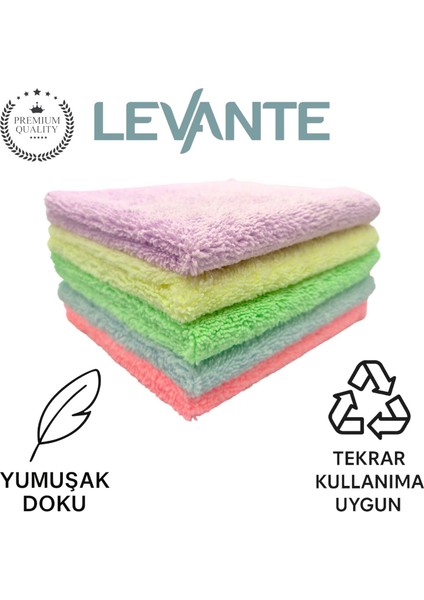 Mikrofiber Pastel Seri Temizlik ve Kurulama Bezi 2'si 1 Arada 5’li Set | 35X40 cm modelleri