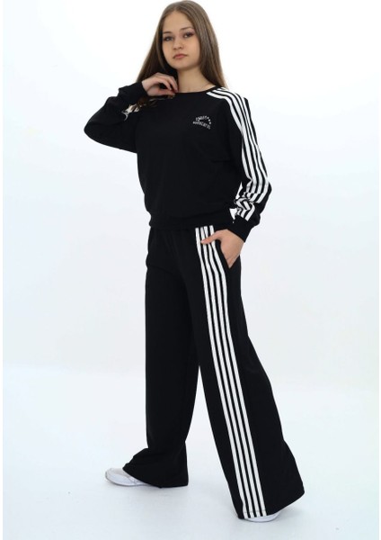 Kız Çocuk %100 Pamuk 2 Iplik Kompakt Penye Kumaş Eşofman Takım - Aüt - 2032