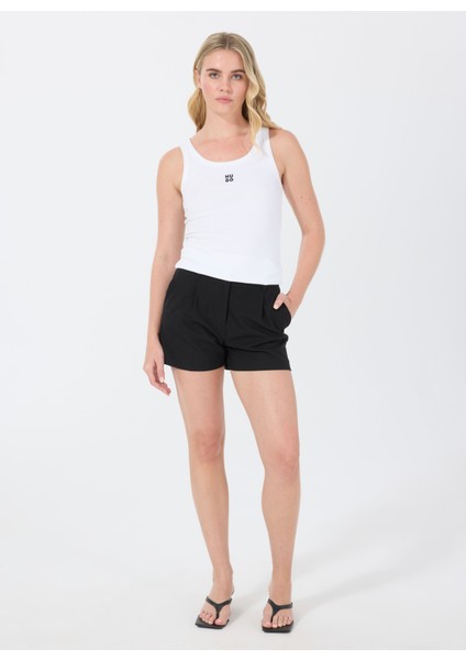 Bisiklet Yaka Düz Beyaz Kadın Atlet 50514489 fiyatları
