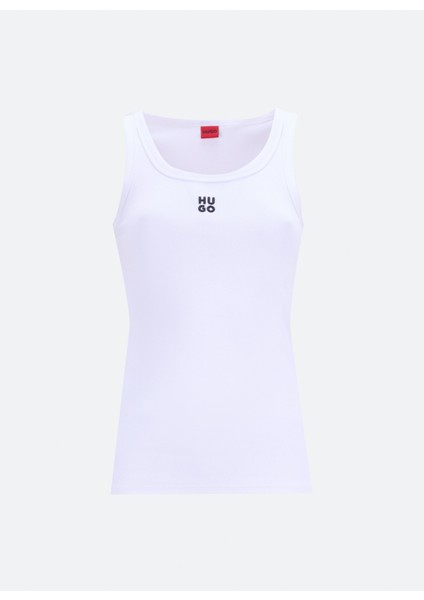 Bisiklet Yaka Düz Beyaz Kadın Atlet 50514489