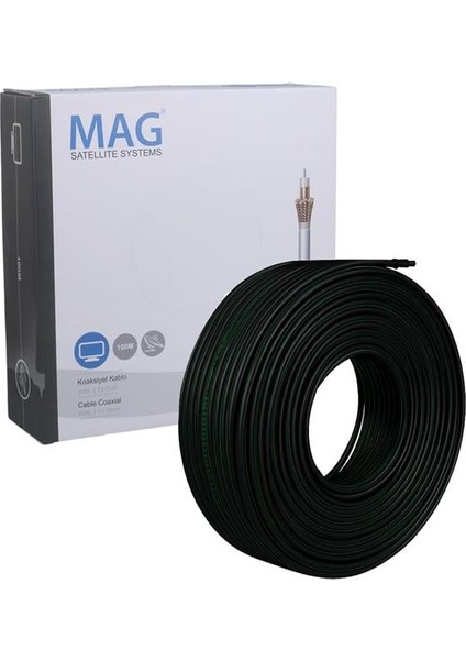 Fırsat Byr Rg6/u6 Bakır Cu/cu 80 Tel Siyah Anten Kablosu (100 Metre) Yeni