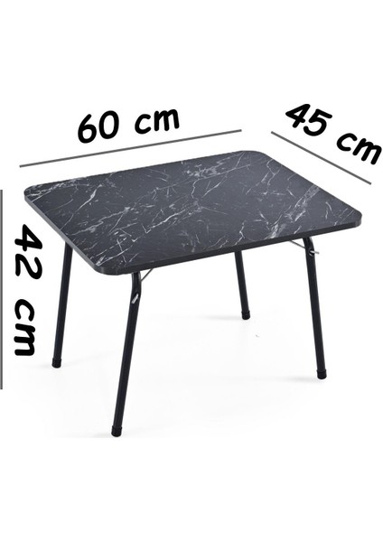 45X60 cm Kamp Sehpası + 3 Adet Yeşil Tabure Piknik, Bahçe Balkon Sehpası Katlanır Sehpa-Me-3y