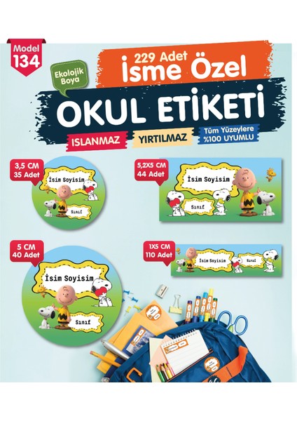 Okul Etiketi Kalem Defter Etiketi Özel Isim Yazılabilen Etiket Seti - Isim Etiketi OE134-T1231-OE134