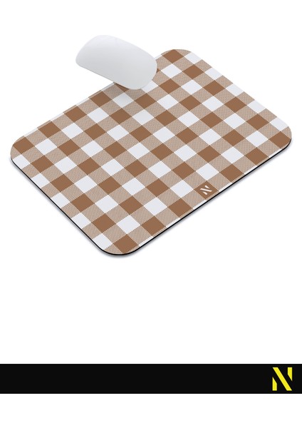 Kahverengi Ekose Pötikare Desenli Ergonomik Mouse Pad - 23 x 19 cm - Kaymaz Taban Ev ve Ofis Kullanımı Fare Altlığı Mousepad indirimleri
