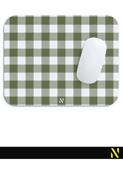 Haki Ekose Pötikare Desenli Ergonomik Mouse Pad - 23 x 19 cm - Kaymaz Taban Ev ve Ofis Kullanımı Fare Altlığı Mousepad fırsatları