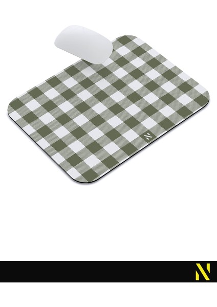 Haki Ekose Pötikare Desenli Ergonomik Mouse Pad - 23 x 19 cm - Kaymaz Taban Ev ve Ofis Kullanımı Fare Altlığı Mousepad indirimleri