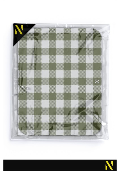 Haki Ekose Pötikare Desenli Ergonomik Mouse Pad - 23 x 19 cm - Kaymaz Taban Ev ve Ofis Kullanımı Fare Altlığı Mousepad