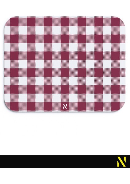 Bordo Ekose Pötikare Desenli Ergonomik Mouse Pad - 23 x 19 cm - Kaymaz Taban Ev ve Ofis Kullanımı Fare Altlığı Mousepad