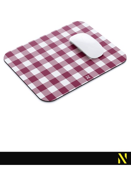 Bordo Ekose Pötikare Desenli Ergonomik Mouse Pad - 23 x 19 cm - Kaymaz Taban Ev ve Ofis Kullanımı Fare Altlığı Mousepad modelleri