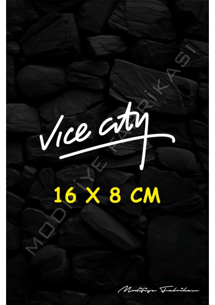 Vice City Sticker Folyo - Beyaz - 16 x 8 cm
