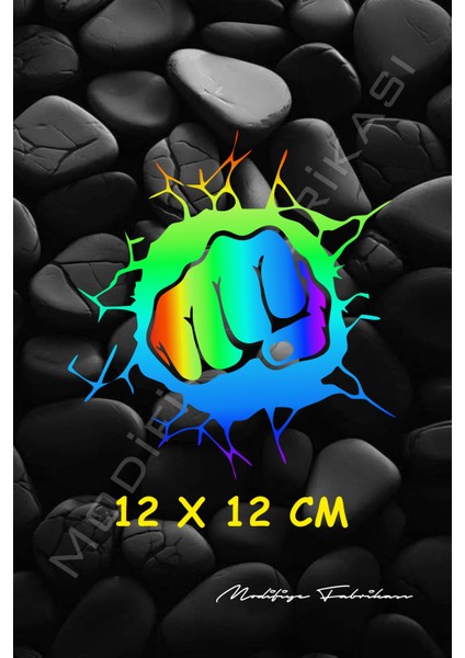Depo Kapağı Yumruk Sticker Folyo - Hologram - 12 x 12 cm