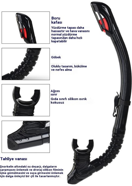 Şnorkel Büyük Çerçeve Profesyonel Şnorkel Iki Parçalı Silikon Dalış Gözlüğü Seti (Yurt Dışından) fırsatları