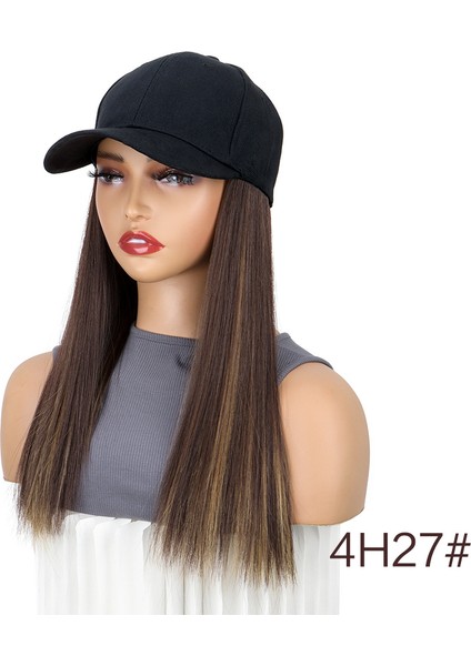 Kadın Beyzbol Şapkası Düz Saç Tek Parça Dekoratif Peruk (Yurt Dışından)