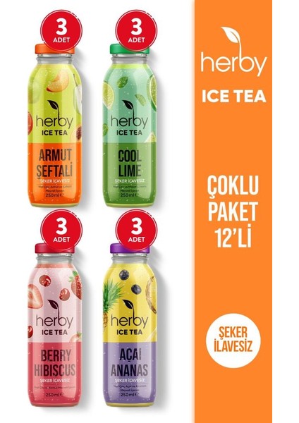 Ice Tea Soğuk Çay Şeker İlavesiz Karışık Deneme Paketi 250 ml x 12