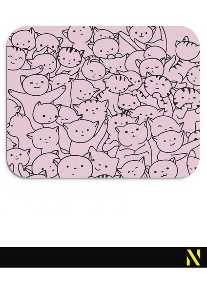 Sevimli Kediler Pembe Mouse Pad - 23 cm x 19 cm - Kaymaz Taban Ev ve Ofis Kullanımı Fare Altlığı Mousepad