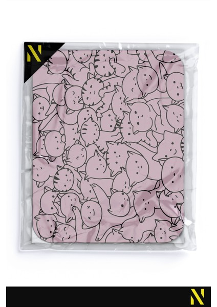 Sevimli Kediler Pembe Mouse Pad - 23 cm x 19 cm - Kaymaz Taban Ev ve Ofis Kullanımı Fare Altlığı Mousepad
