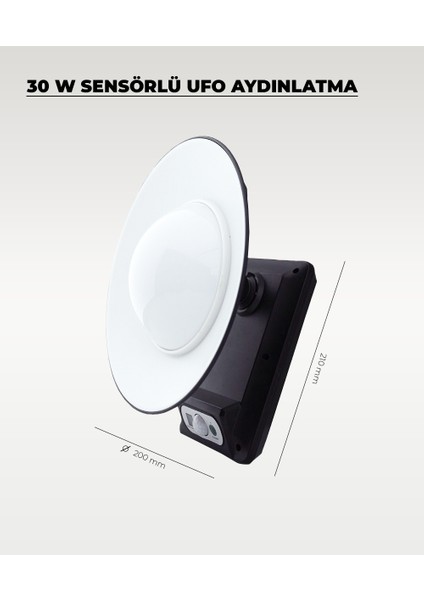 30W Solar / Güneş Enerjili Ufo Sensörlü ve Kumandalı Bahçe Armatürü 6500K - Beyaz Işık fiyatları
