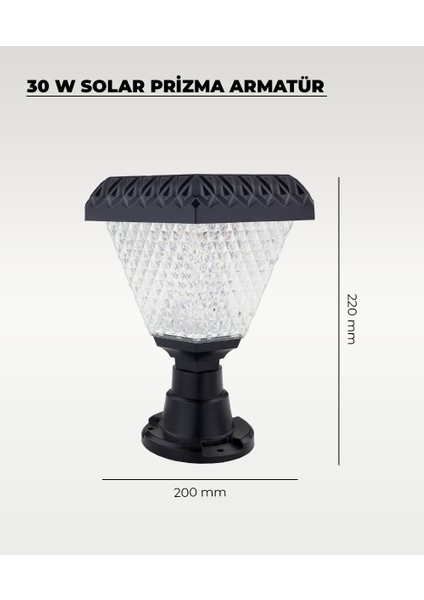 30W Solar Kristal Bahçe Aydınlatması 3 Renk Işık - Kumandalı fiyatları