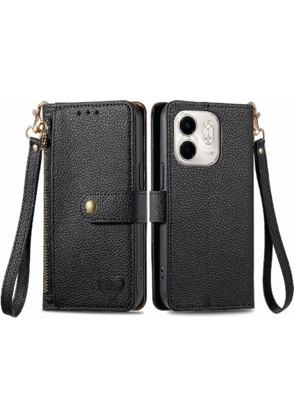 Infinix Smart 9 Cüzdan Kordon Fermuar Deri Çanta Aşk Için Kılıf (Yurt Dışından)