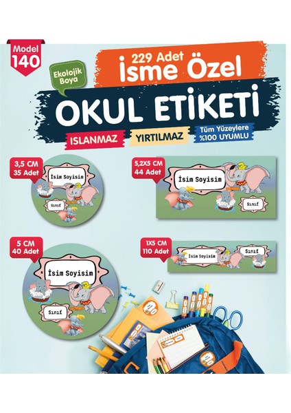 Okul Etiketi Kalem Defter Etiketi Özel Isim Yazılabilen Etiket Seti - Isim Etiketi OE140-T1237-OE140 fırsatları