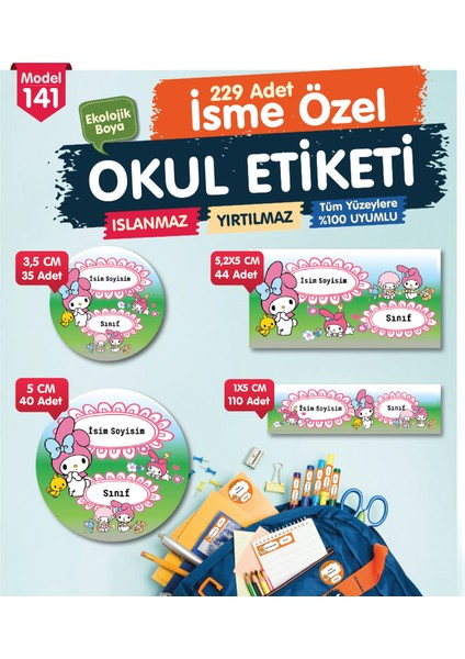 Okul Etiketi Kalem Defter Etiketi Özel Isim Yazılabilen Etiket Seti - Isim Etiketi OE141-T1238-OE141