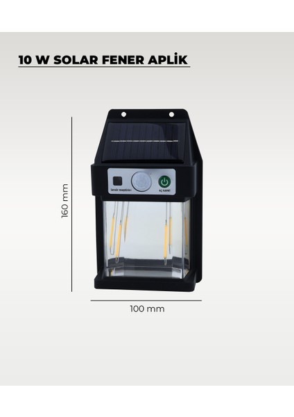 10W Solar / Güneş Enerjili Sensörlü LED Duvar Fener Aplik 3200K - Sarı Işık fiyatları