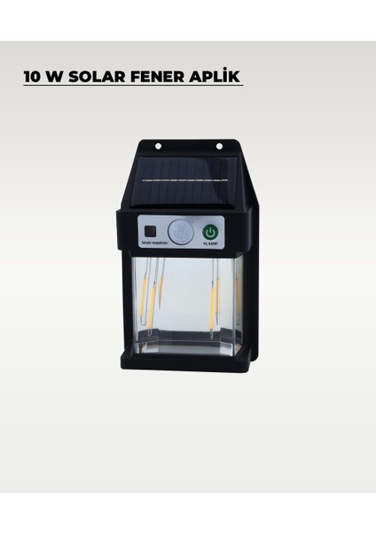 10W Solar / Güneş Enerjili Sensörlü LED Duvar Fener Aplik 3200K - Sarı Işık modelleri