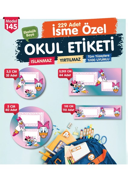 Okul Etiketi Kalem Defter Etiketi Özel Isim Yazılabilen Etiket Seti - Isim Etiketi OE145-T1242-OE145