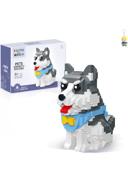 796PCS Küçük Parçacık Yapı Blokları Sevimli Evcil Hayvan Sevimli Süsleme Modeli Husky Mavi Kedi Shiba Inu Yapı Blokları Oyuncak (Yurt Dışından)