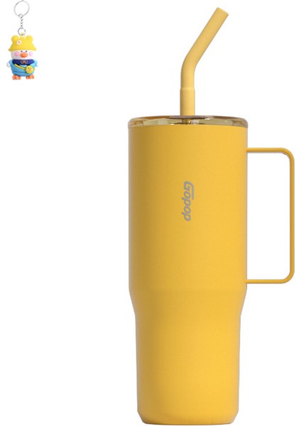 Paslanmaz Çelik Buz Bardağı Basit Isı ve Soğuk Yalıtım Kolu Araba Bardağı Pipetli Büyük Kapasiteli Araba Kahve Bardağı (Yurt Dışından)