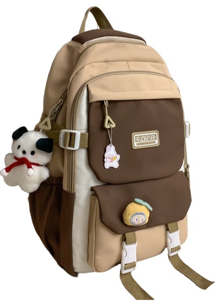 Kızlar Için Okul Çantası Kampüs Tarzı Japon Tarzı Kızlar Ortaokul Öğrencileri Büyük Kapasiteli Sırt Çantası Kore Versiyonu Üniversite Öğrencileri Kontrast Renkli Sırt Çantası (Yurt Dışından)