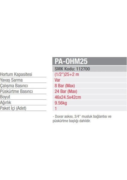 Otomatik Hortum Makarası 25 mt