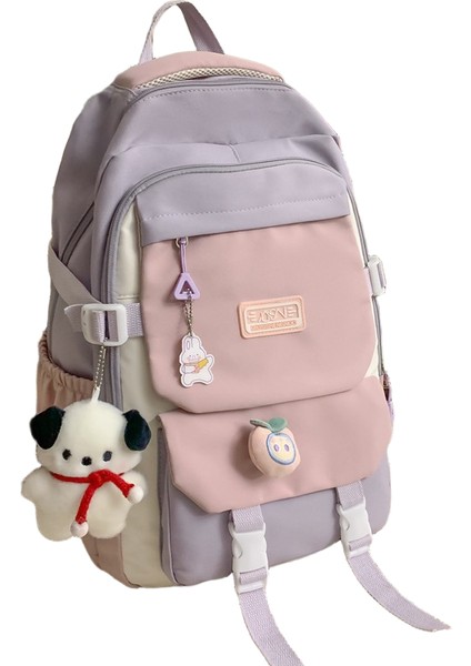 Kızlar Için Okul Çantası Kampüs Tarzı Japon Tarzı Kızlar Ortaokul Öğrencileri Büyük Kapasiteli Sırt Çantası Kore Versiyonu Üniversite Öğrencileri Kontrast Renkli Sırt Çantası (Yurt Dışından)