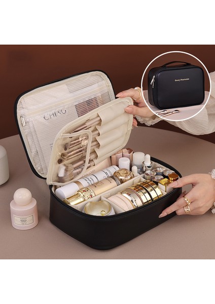 Büyük Kapasiteli Çıkarılabilir Kozmetik Çantası Su Geçirmez Saklama Çantası Taşınabilir El Tipi Bölmeli Tuvalet Çantası (Yurt Dışından)