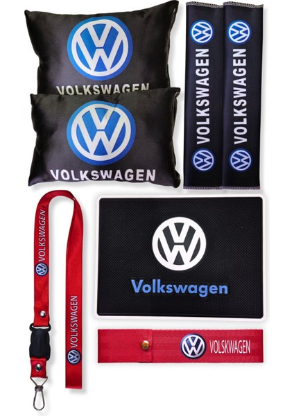 Volkswagen Uyumlu Dijital Baskılı Siyah Seyahat Boyun Yastık Kemer Pedi / Oto Aksesuar